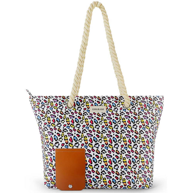 Wine Tote Bag, Rainbow Leopard