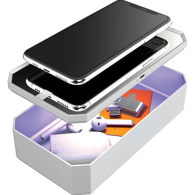 UV-C 2 in 1 Sanitizing Box and Wand with Wireless Charging and Removable Cover Stand