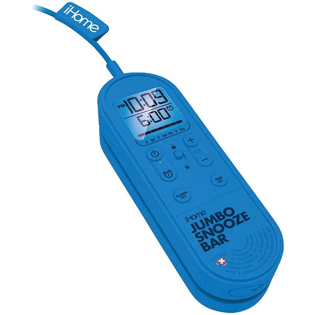 Jumbo Snooze Bar Alarm Clock w/USB Charging, Blue