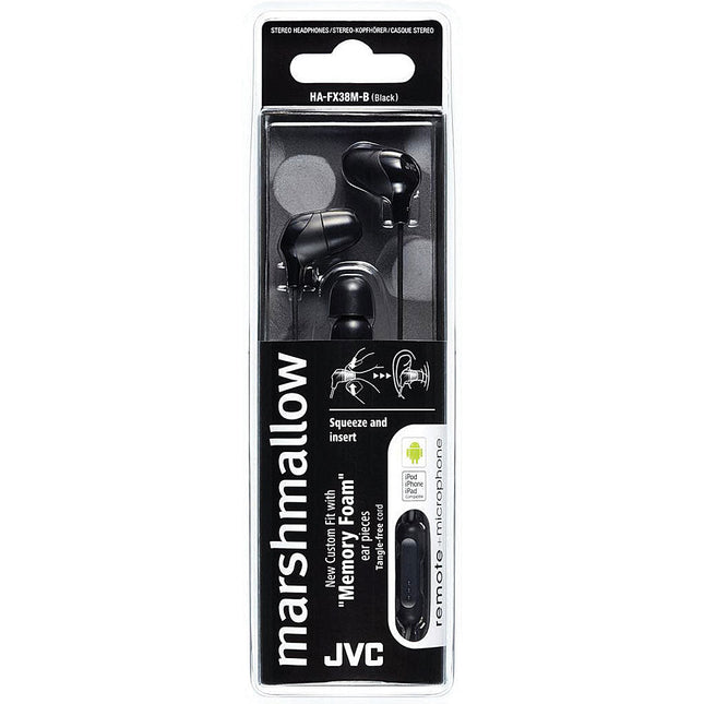 Marshmallow In-Ear Headphones w/Mic, Black