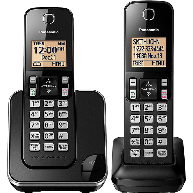 Expandable Cordless Phone with Amber Backlit Display, 2 Handsets