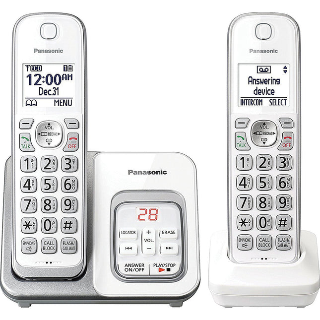 Expandable Cordless Phone with Call Block and Answering Machine, 2 Handsets