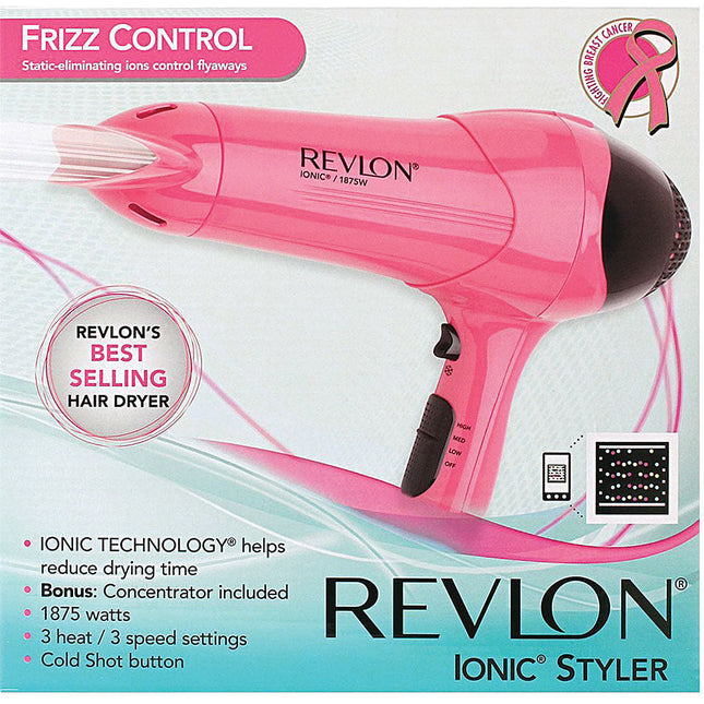 1875W Frizz Control Hair Dryer, Pearlized Pink with Black Spray