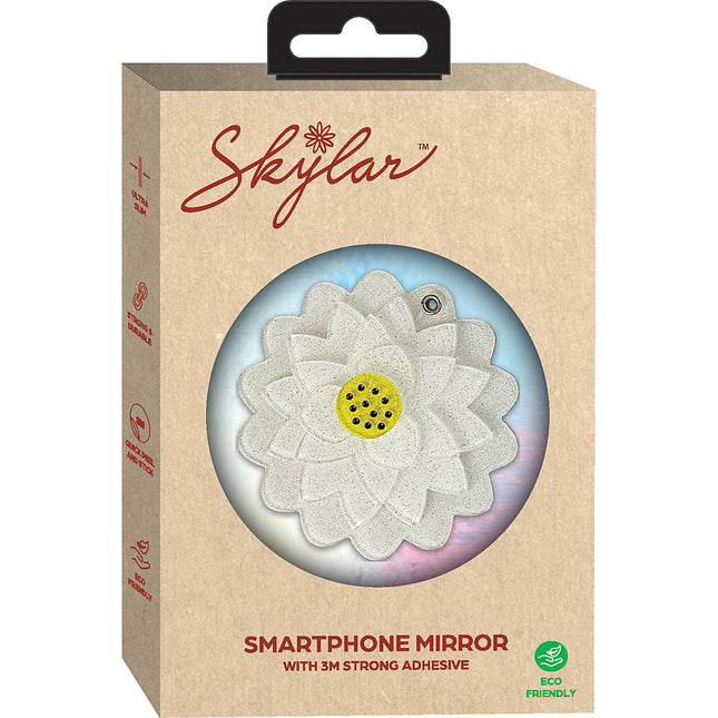 Smartphone Mirror w/ 3M Strong Adhesive, WhiteFlower