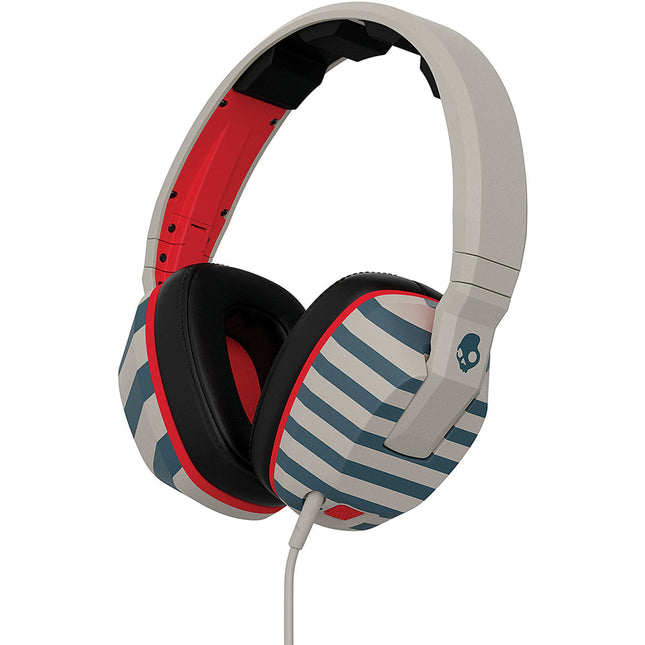 Crusher Headphones with Built-in Amplifier and Mic, Stripes/Tan