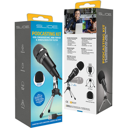 Podcasting KIT: USB Condenser Mic, Mini Tripod & Windscreen POP Filter