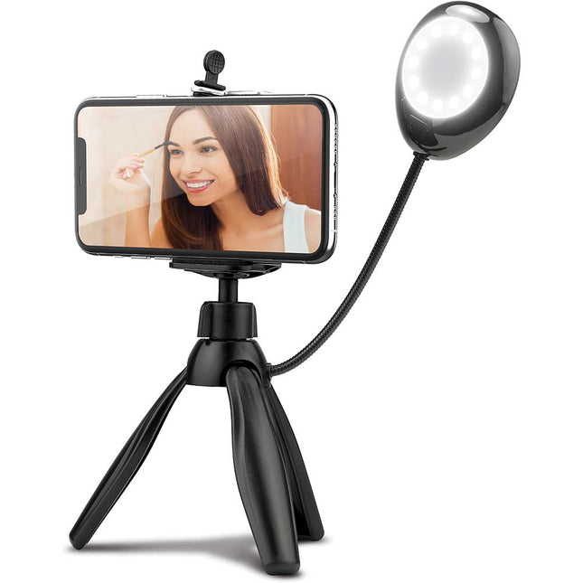 Smartphone Tripod with Adjustable Holder and Built-In-Ring Light