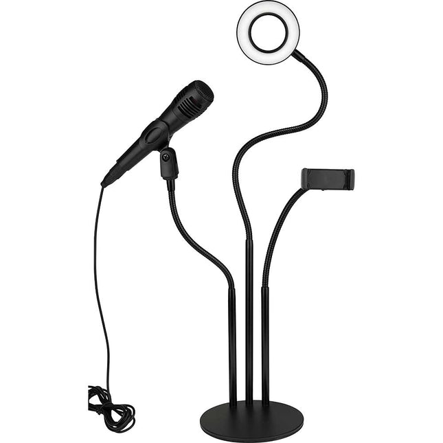 Adjustable Gooseneck Ring Light, Phone and Microphone Holder