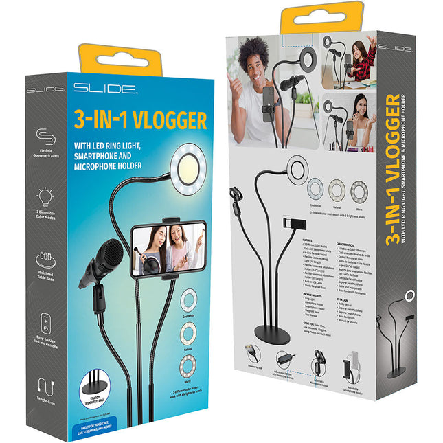 Adjustable Gooseneck Ring Light, Phone and Microphone Holder