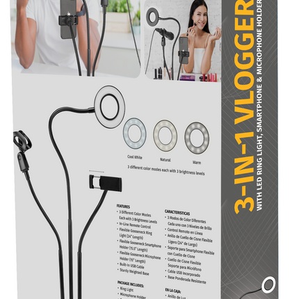 Adjustable Gooseneck Ring Light, Phone and Microphone Holder